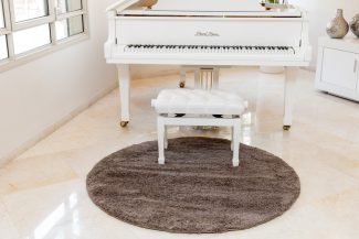 שטיח מיקרו שאגי עגול - חום B27