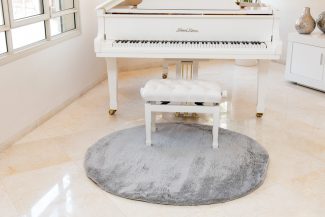 שטיח מיקרו שאגי עגול - אפור בהיר B18