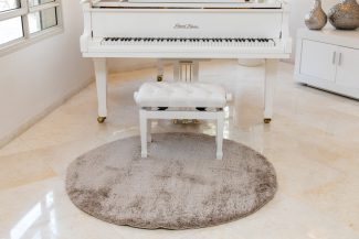 שטיח מיקרו שאגי עגול - בז' MCB36