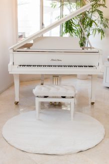 שטיח מיקרו שאגי עגול - לבן B45