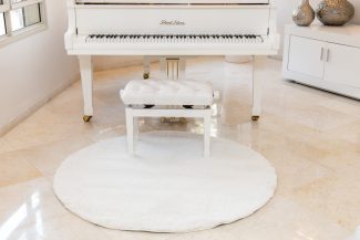 שטיח מיקרו שאגי עגול - לבן B45