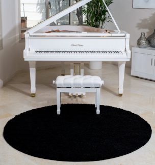 שטיח שאגי קוויבק עגול שחור