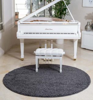 שטיח שאגי קוויבק עגול אפור כהה