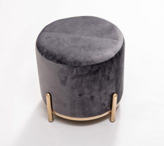 הדום קטיפה רגלי זהב - אפור כהה