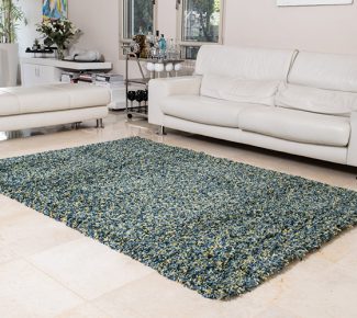 שטיח פלופי שאגי ירוק נקודות צהוב