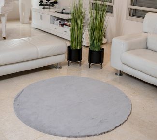 שטיח פוליאסטר שאגי אפור בהיר עגול
