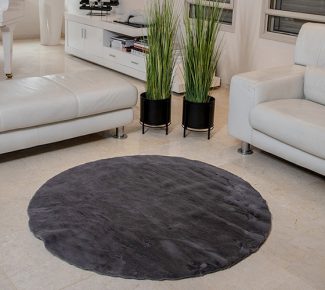 שטיח פוליאסטר שאגי אפור כהה עגול