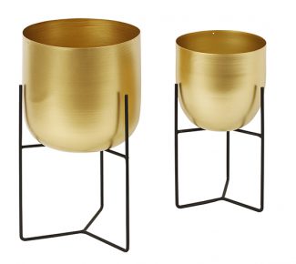 זוג מעמדי עציצים זהב בסיס שחור