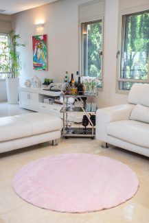 שטיח פוליאסטר שאגי ורוד עגול