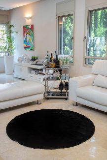 שטיח פוליאסטר שאגי שחור עגול