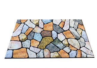 שטיח סף גומי מודפס אבנים צבעוני