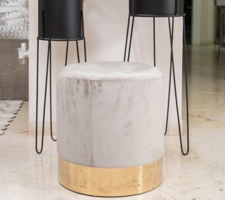 הדום קטיפה עגול בז'