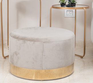 הדום קטיפה עגול גדול - בז'