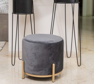 הדום קטיפה רגלי זהב - אפור כהה