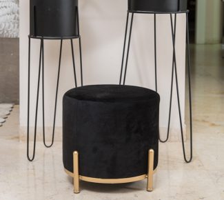 הדום קטיפה רגלי זהב - שחור