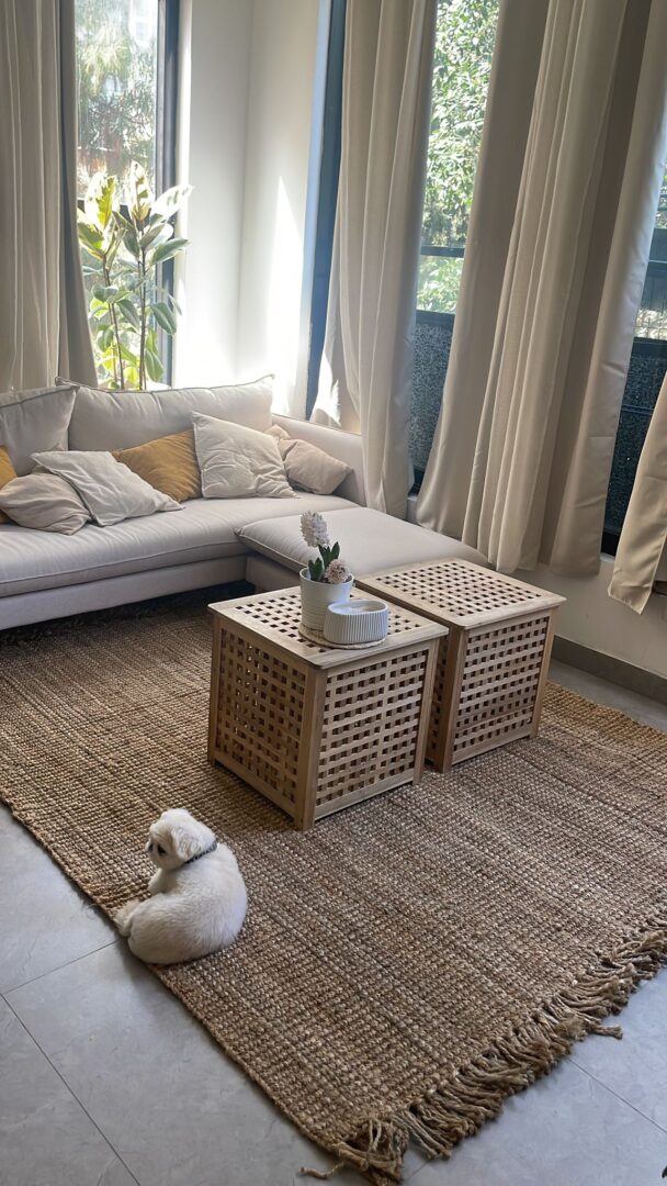 שטיח יוטה בוקלה - טבעי עם פרנזים