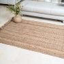 שטיח יוטה בוקלה טבעי עם פרנזים