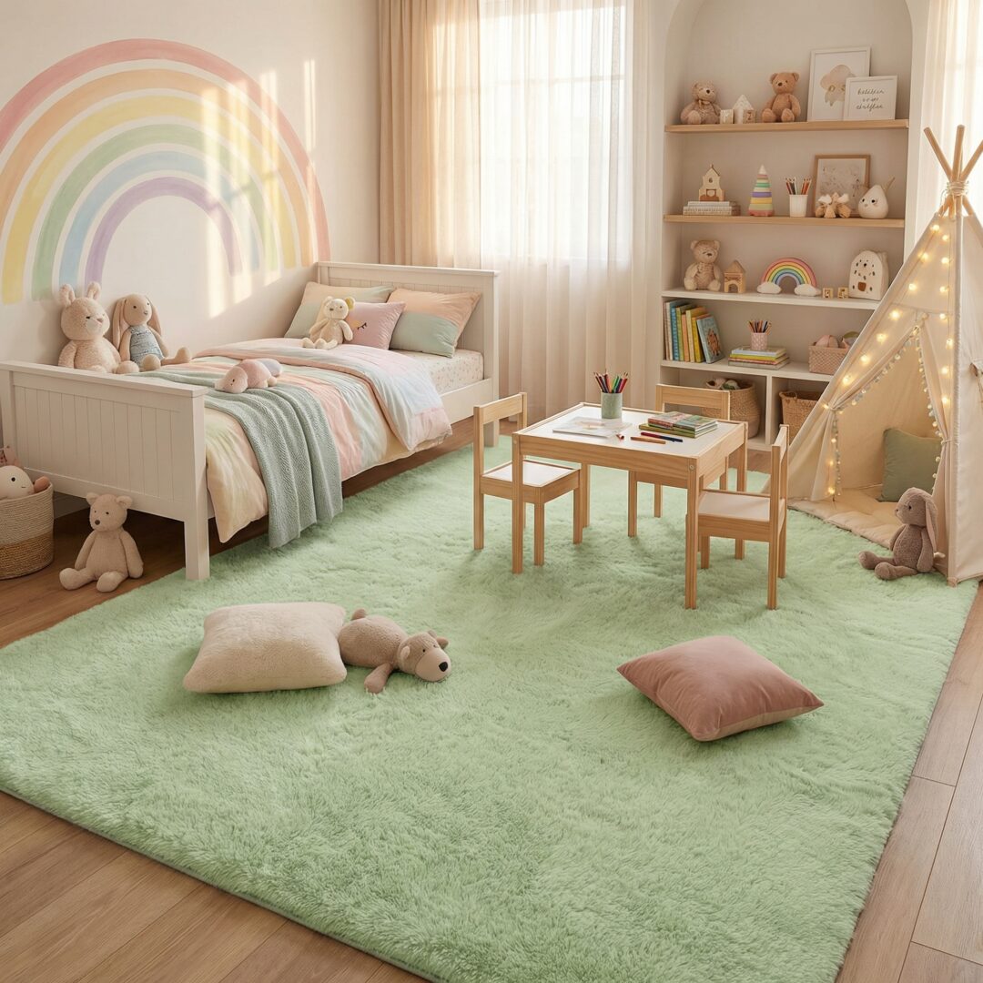 שטיח דיאנה שאגי קטיפה ירוק בהיר