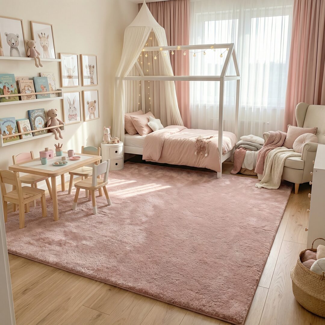 שטיח דיאנה שאגי קטיפה ורוד