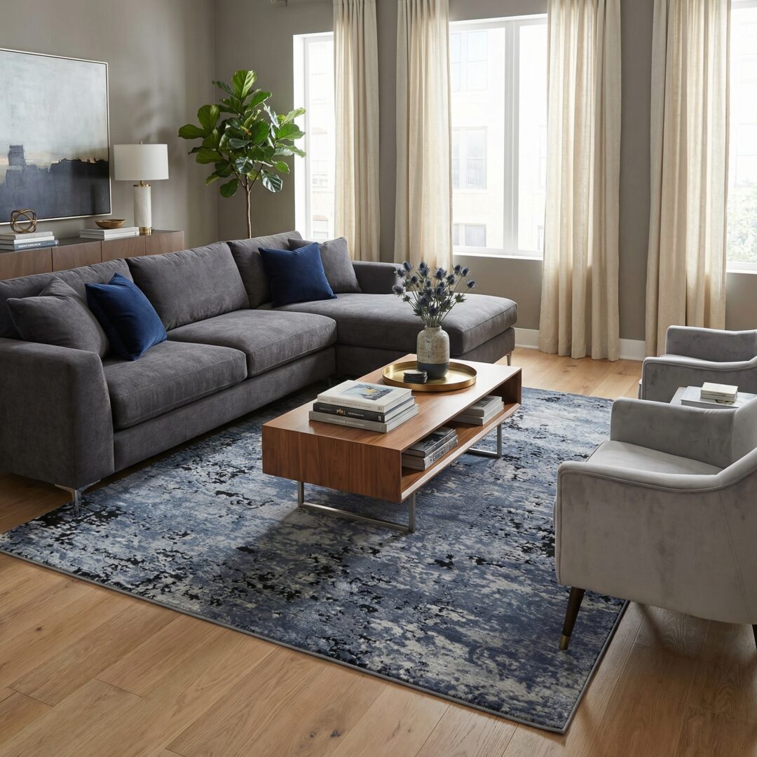 שטיח ורונה E512A כחול כהה/שחור