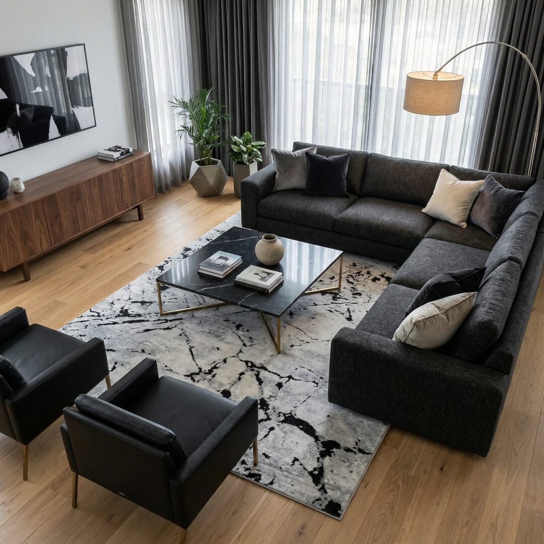 שטיח ורונה D276A אפור בהיר/שחור