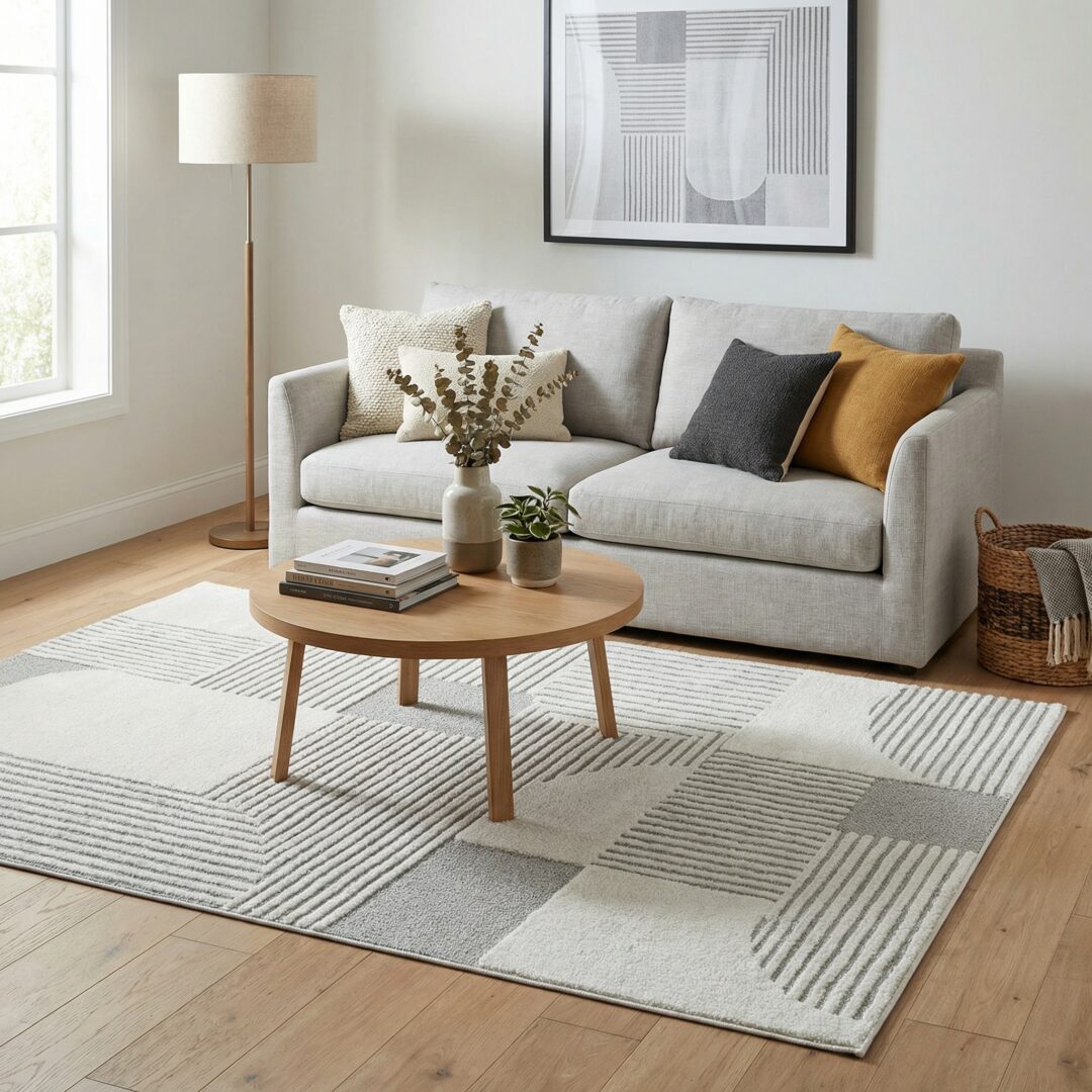 שטיח אלבה 02809A קרם/אפור בהיר