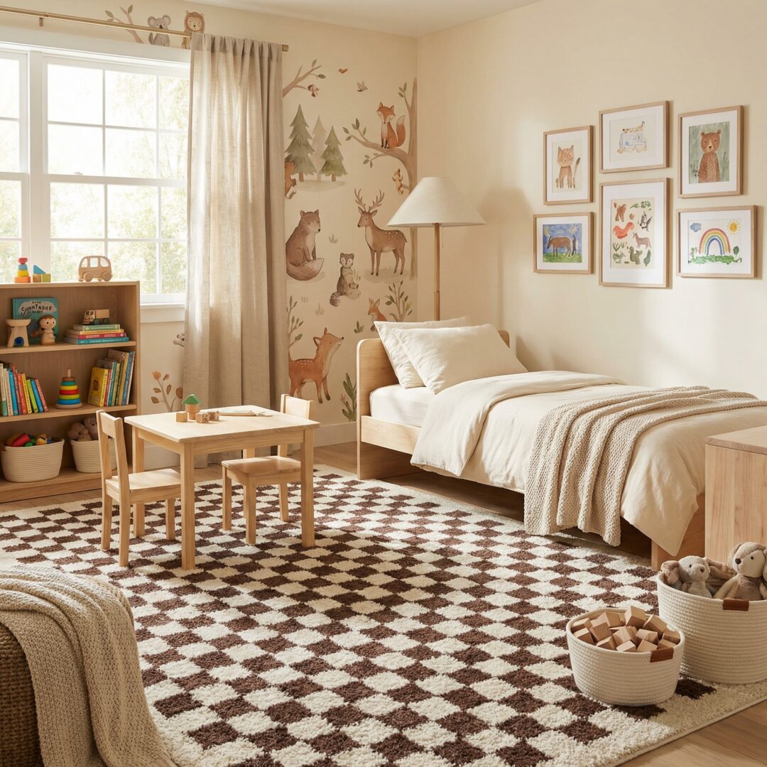 שטיח סטלה ילדים 62702-162 משבצות חום