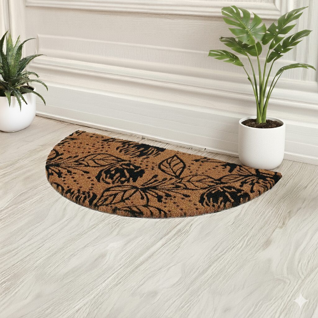 שטיח סף לכניסה אריאל - עלים שחור