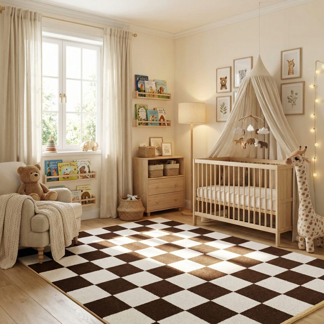 שטיח קופידו 25402-762 משבצות חום